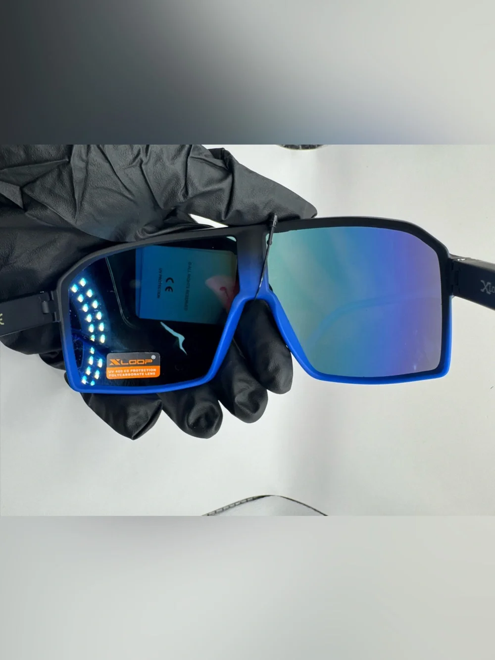 Men's Blue Mirror Lens Sports Sunglasses